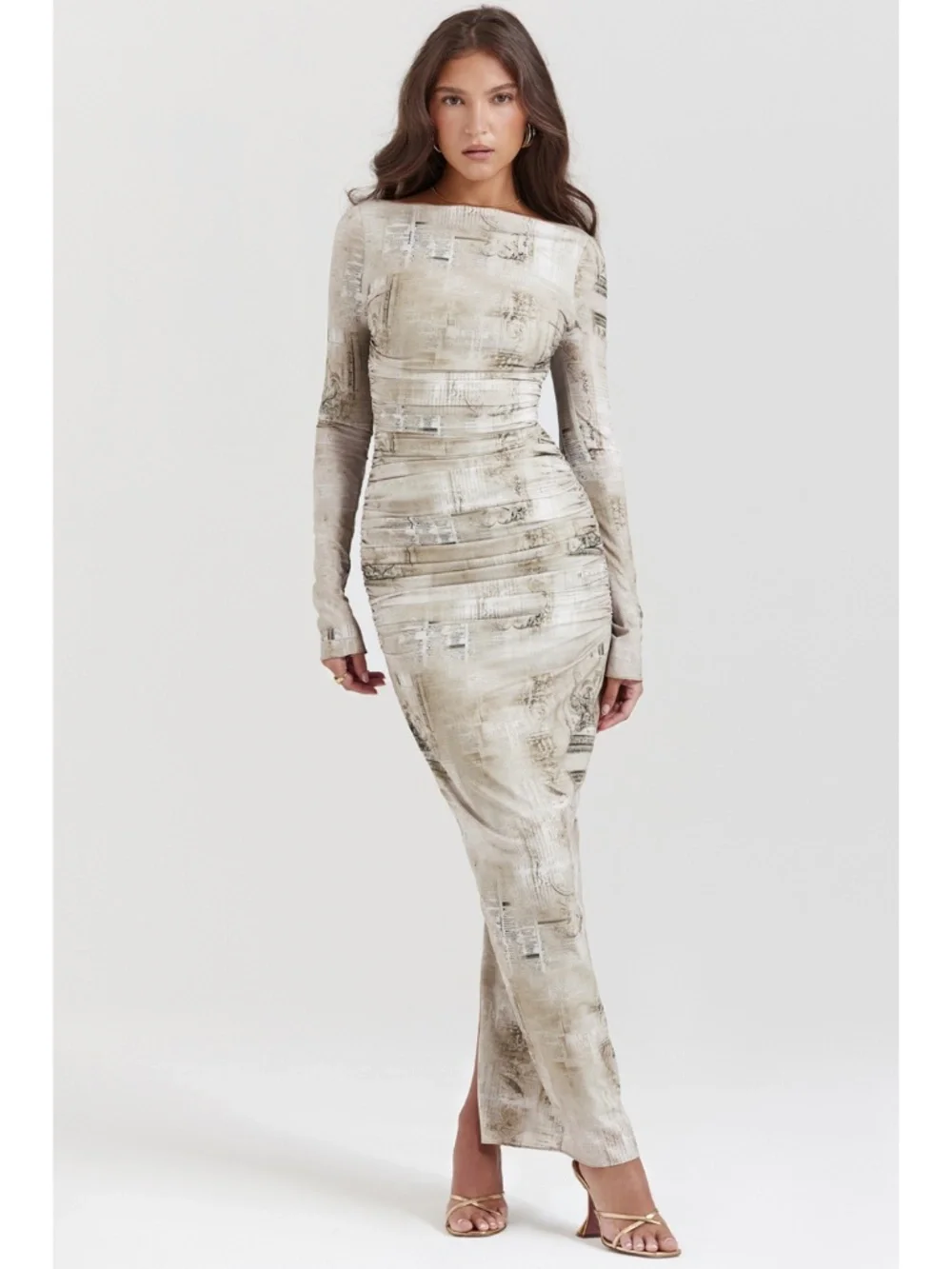 NEW House of CB Lanetta Pale Sage Print Maxi Dress XS
